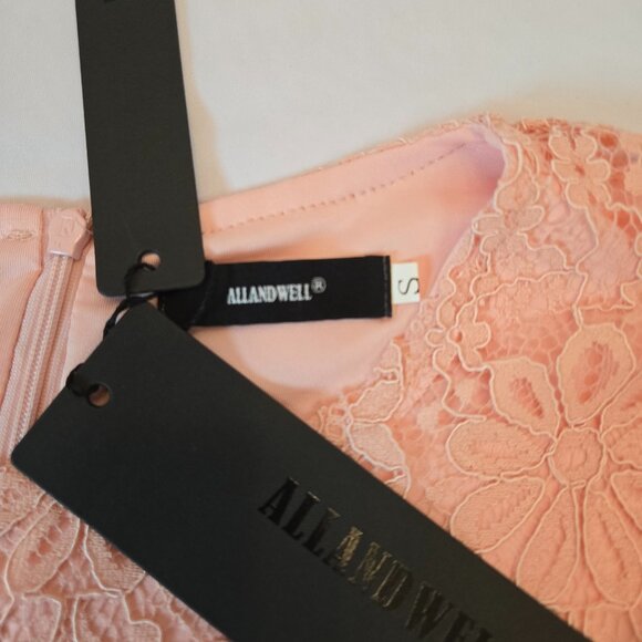 ALLANDWELL Women's Floral Lace Short Sleeves Dress Sz: S Peach - Picture 8 of 11